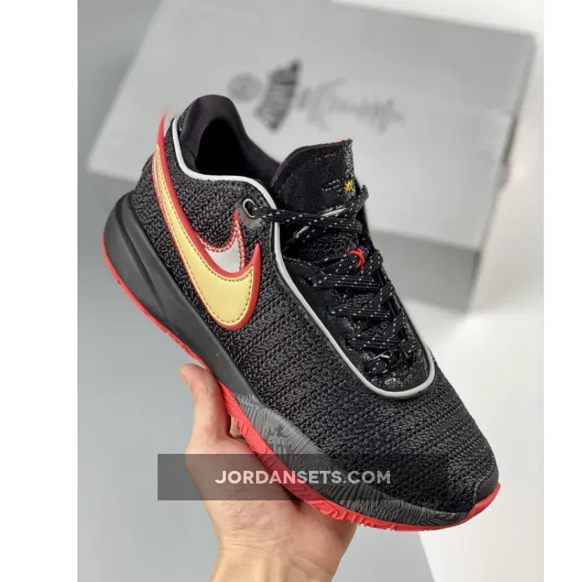 Nike LeBron 20 'Bred' Black/University Red-Gold-Light Smoke Grey - lebron 20 red and black