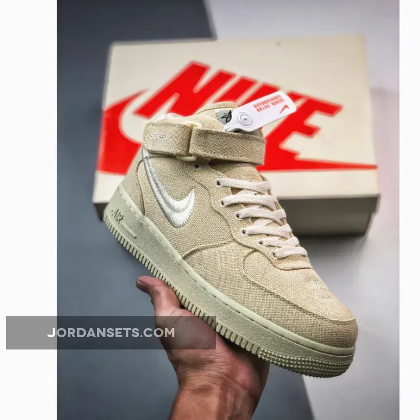 Stussy X Nike Air Force 1 Mid Fossil DJ7841-200 For Sale