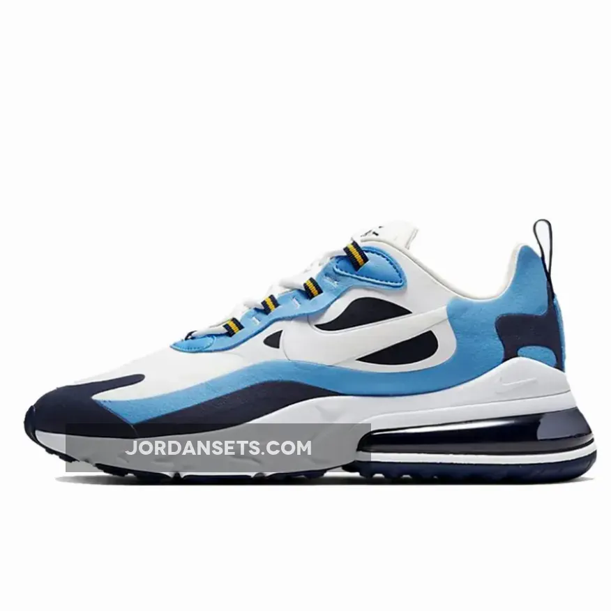 Nike Air Max 270 React White/Light Blue-Obsidian #air max 270 unc