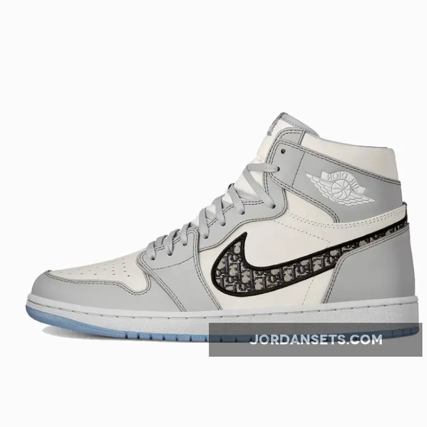 Dior x Air Jordan 1 High Wolf Grey/Sail-Photon Dust-White CN8607-002 #christian dior mens shoes