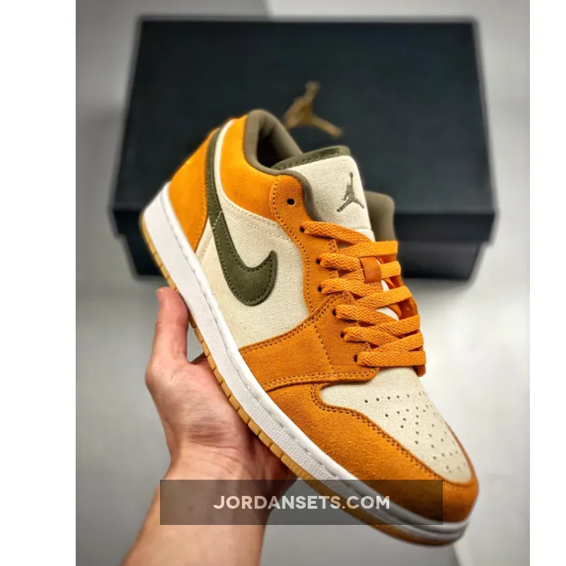 Air Jordan 1 Low White/Light Curry/White/Medium Olive DH6931-102 Air Jordan 1 Low Se White/light Curry/white/medium Olive