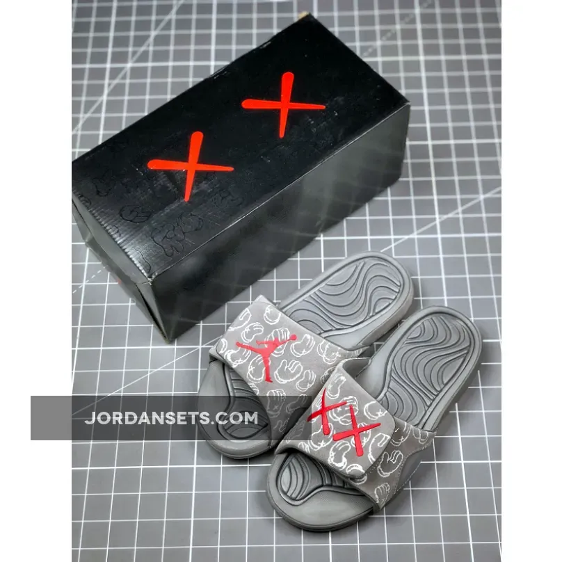 Kaws x Air Jordan 4 Cool Grey Slide Sandals #kaws sandals