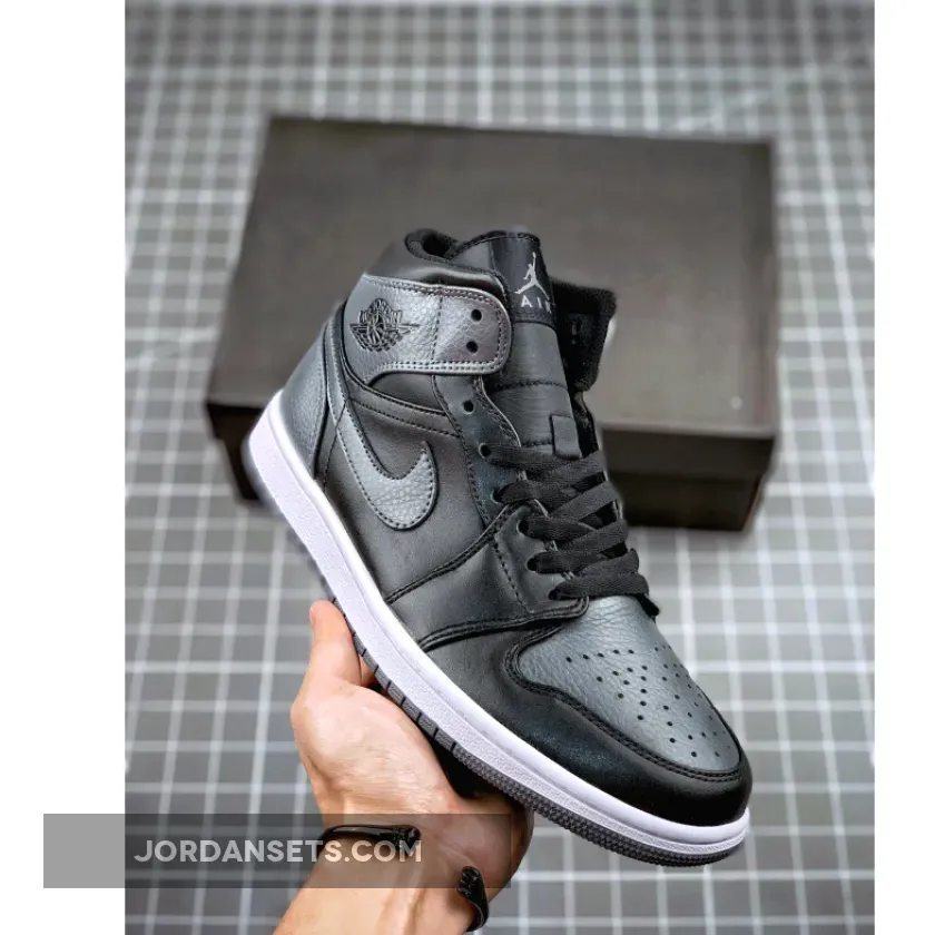 Air Jordan 1 Retro Mid 'Black Dark Grey' / Jordan 1 Tumbled Leather 554724-041