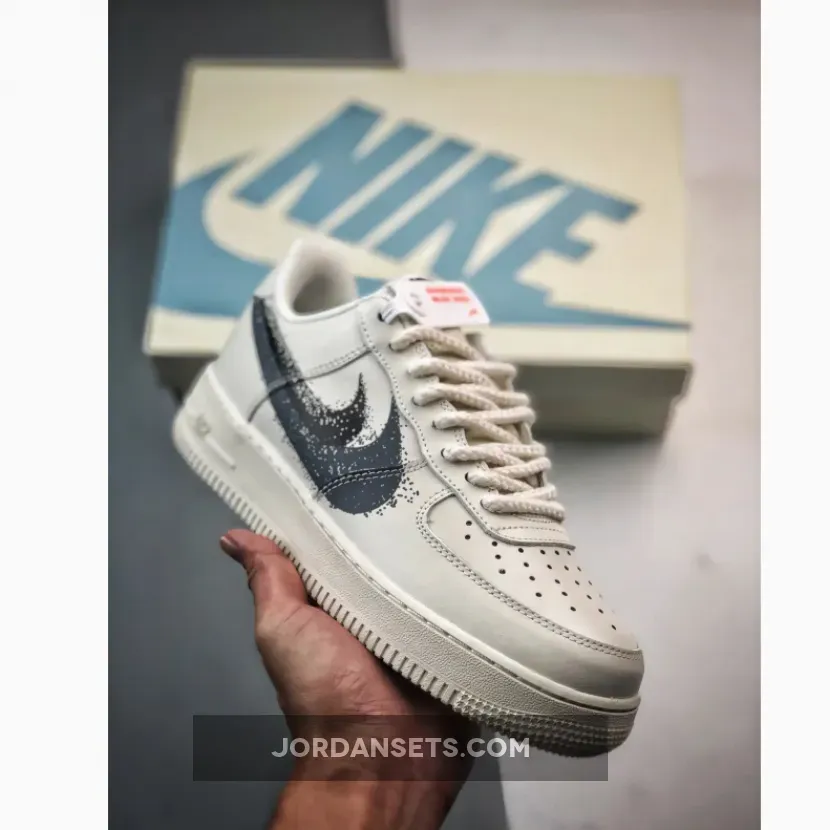 Nike Air Force 1 Low Spray Paint Swooshes White/Black-Grey FD0660-100
