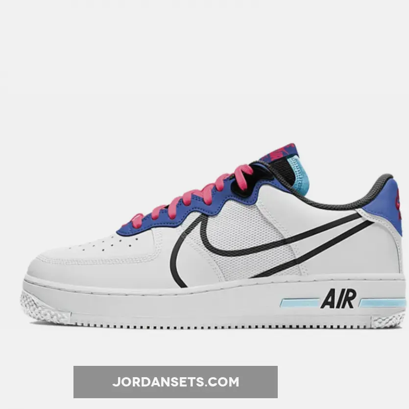 Nike Air Force 1 React White/Black-Astronomy Blue-Laser Crimson / air force 1 react astronomy blue