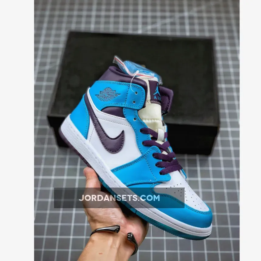 Air Jordan 1 Mid Blue Lagoon/Grand Purple-White 554724-415