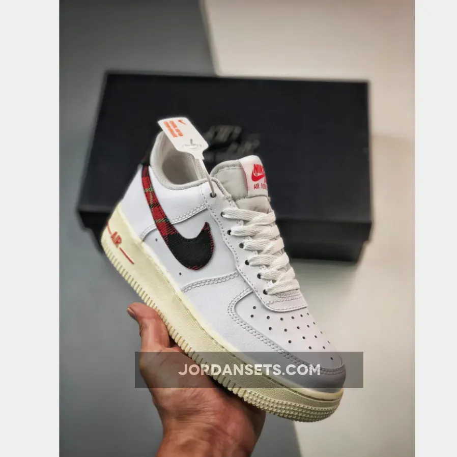 Nike Air Force 1 Low 'Plaid Swoosh' White/Red DV0789-100 - air jordan 1 plaid