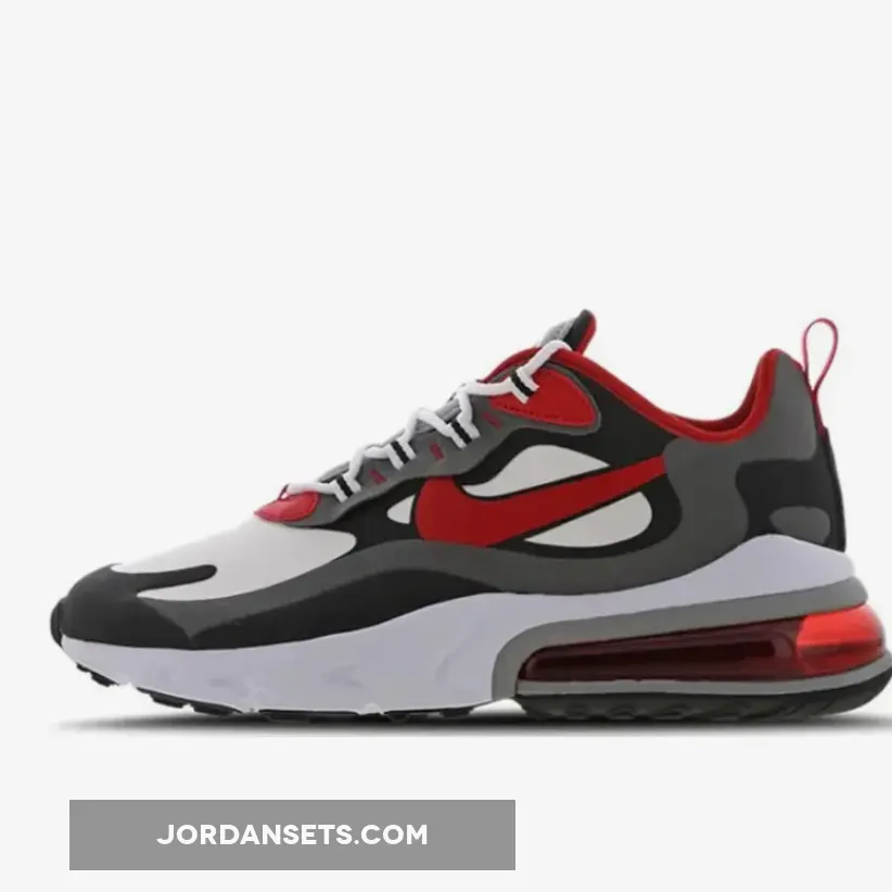 Nike Air Max 270 React Black/White-Iron Grey-University Red #red and grey air max