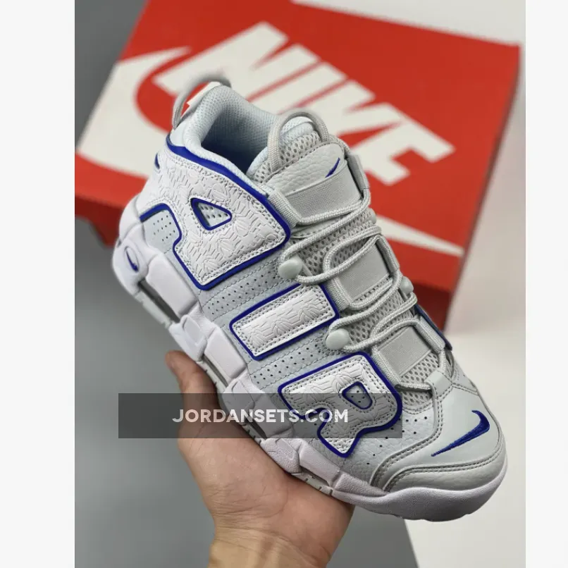 Nike Air More Uptempo Embossed White Game Royal FD0669-100 / nike uptempo blue and white