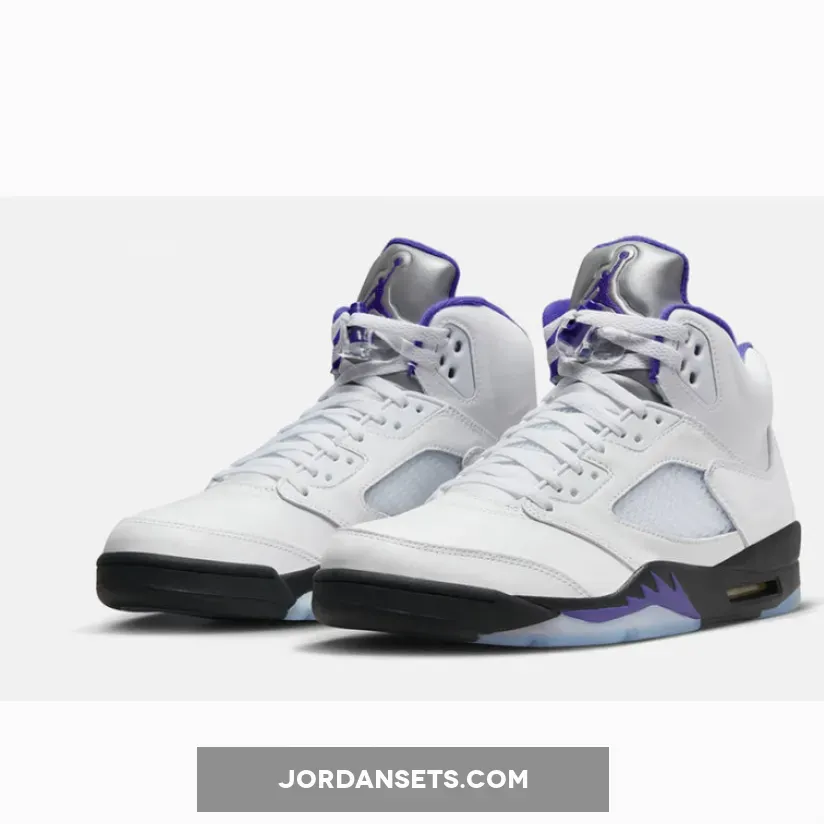 Air Jordan 5 White/Dark Concord-Black jordan 5 dark