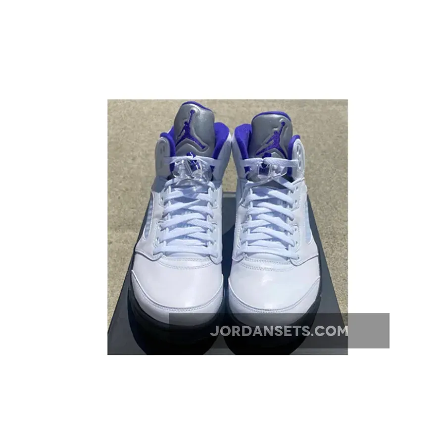 Air Jordan 5 White/Dark Concord-Black jordan 5 dark