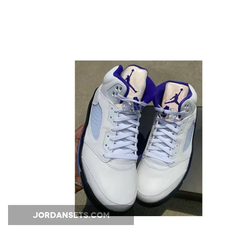 Air Jordan 5 White/Dark Concord-Black jordan 5 dark