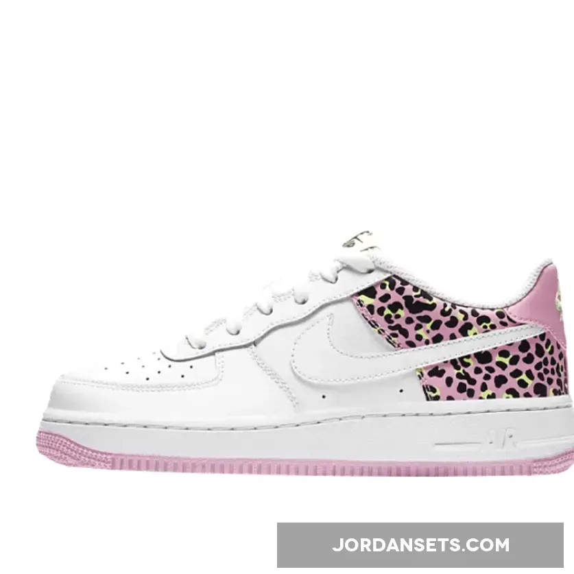 Nike Air Force 1 07 GS White Pink Rise WMNS DA4673-100 pink leopard print nike air force 1