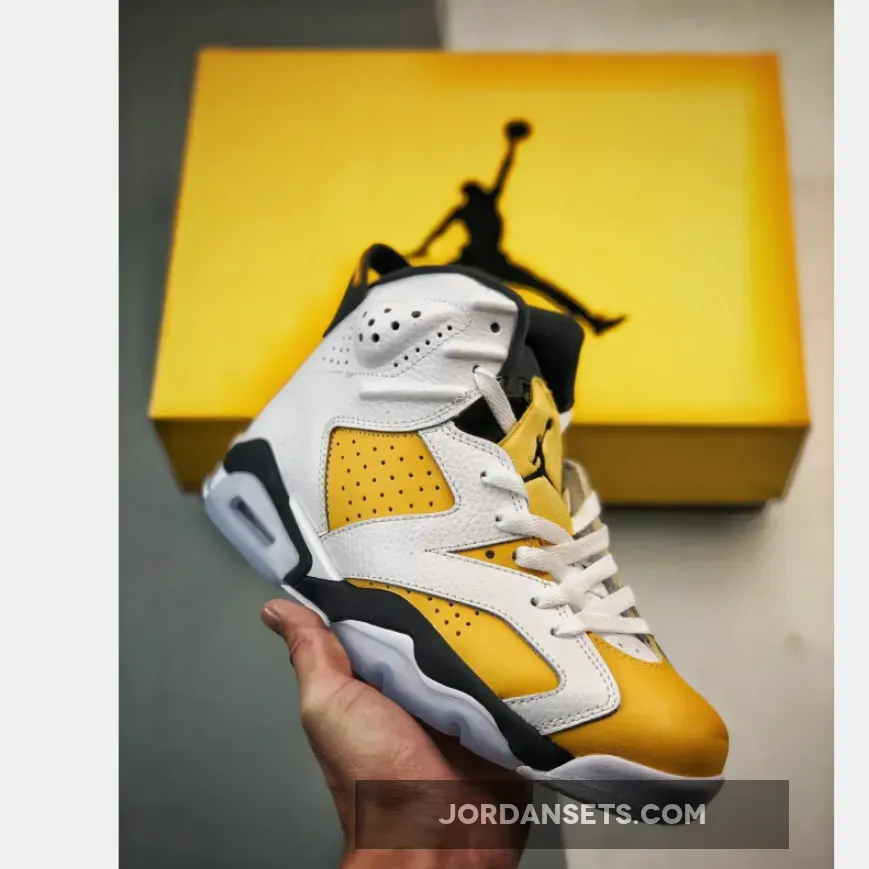 Air Jordan 6 White/Yellow Ochre-Black | JORDAN 6 SOLE