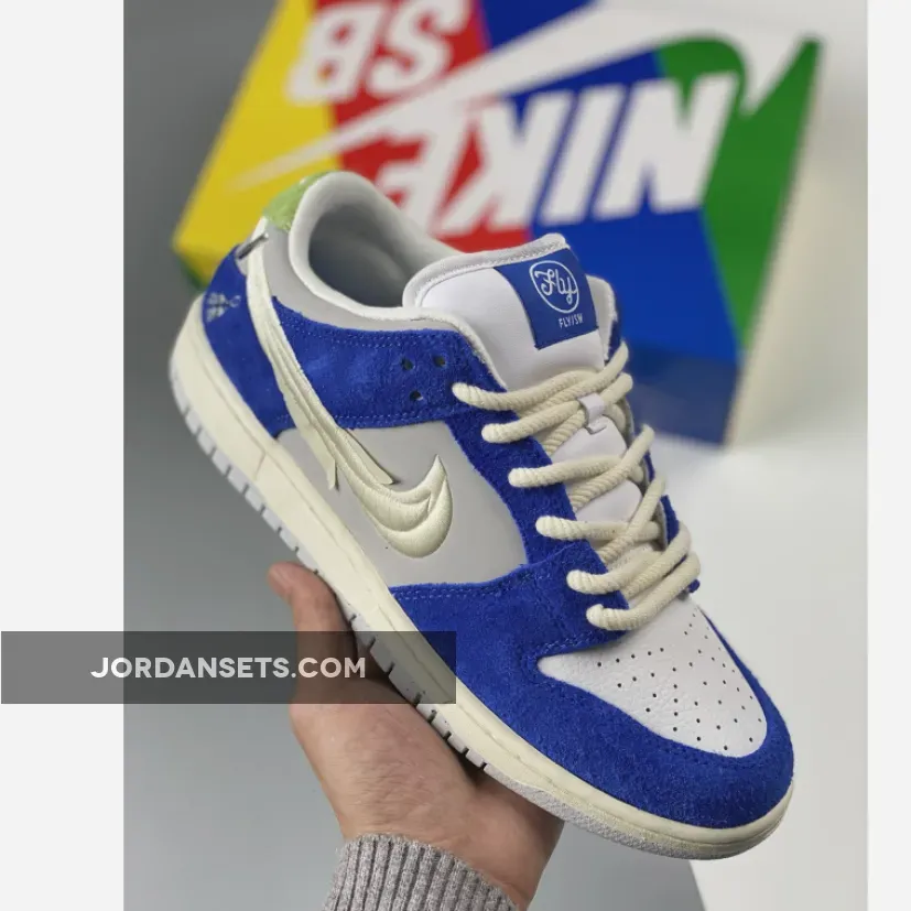 Fly Streetwear x Nike SB Dunk Low Game Royal/Sail-Grey Fog / nike sb gardenia dunks