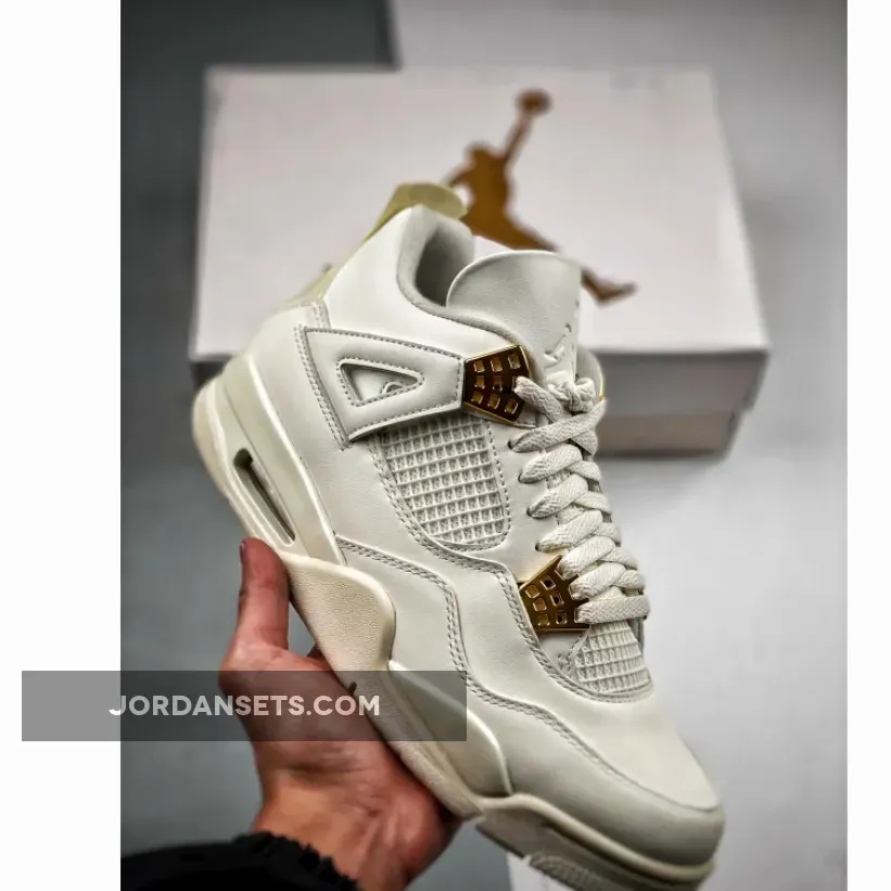 Air Jordan 4 Sail/Metallic Gold-Black | gold jordan 4s AQ9129-170