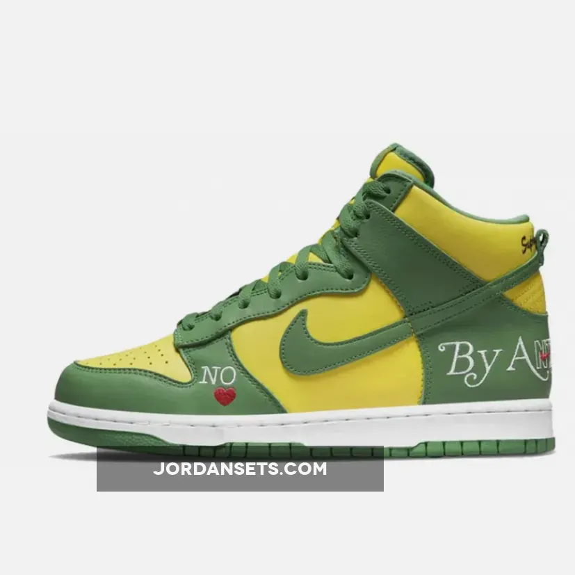 Supreme x Nike SB Dunk High 'By Any Means Brazil' Yellow Green #nike dunk high brazil