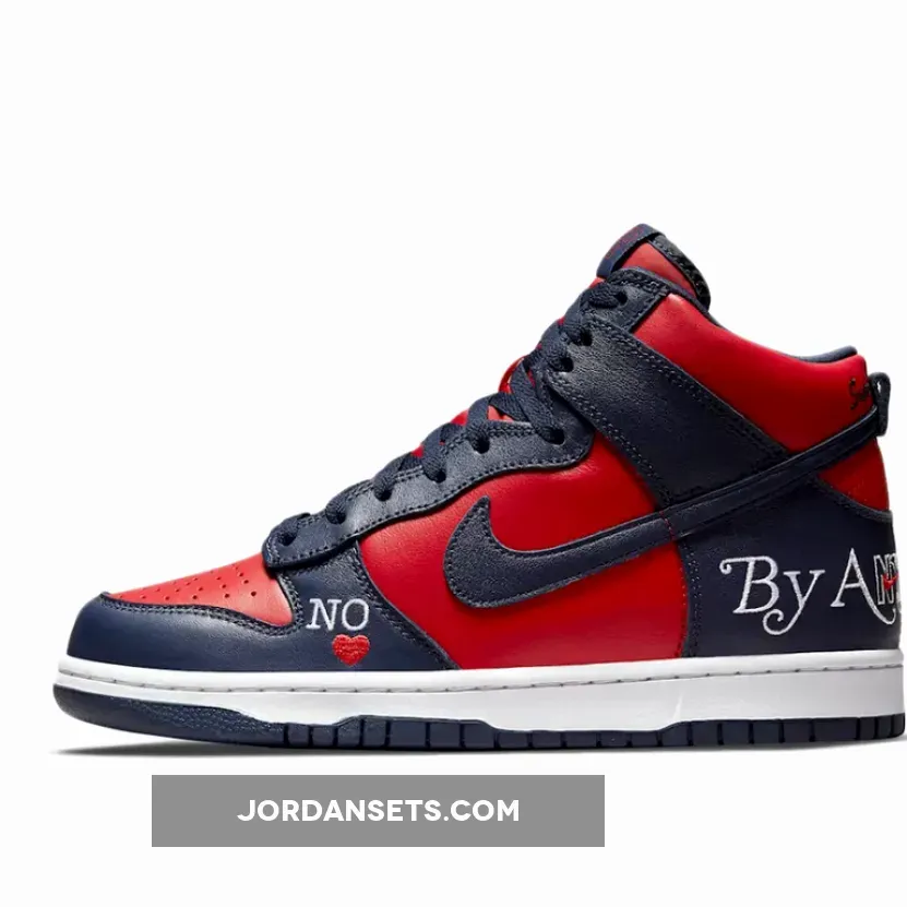Supreme x Nike Dunk High Navy Red DN3741-600 #by any means supreme dunk