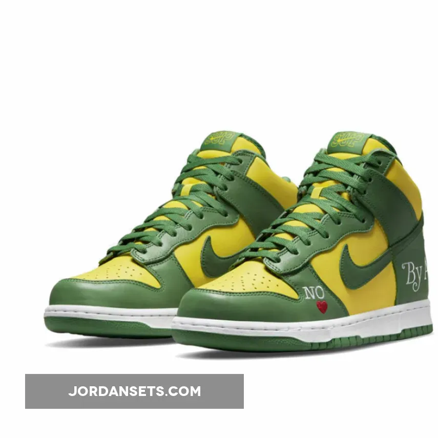 Supreme x Nike SB Dunk High 'By Any Means Brazil' Yellow Green #nike dunk high brazil