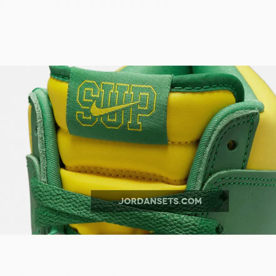 Supreme x Nike SB Dunk High 'By Any Means Brazil' Yellow Green #nike dunk high brazil