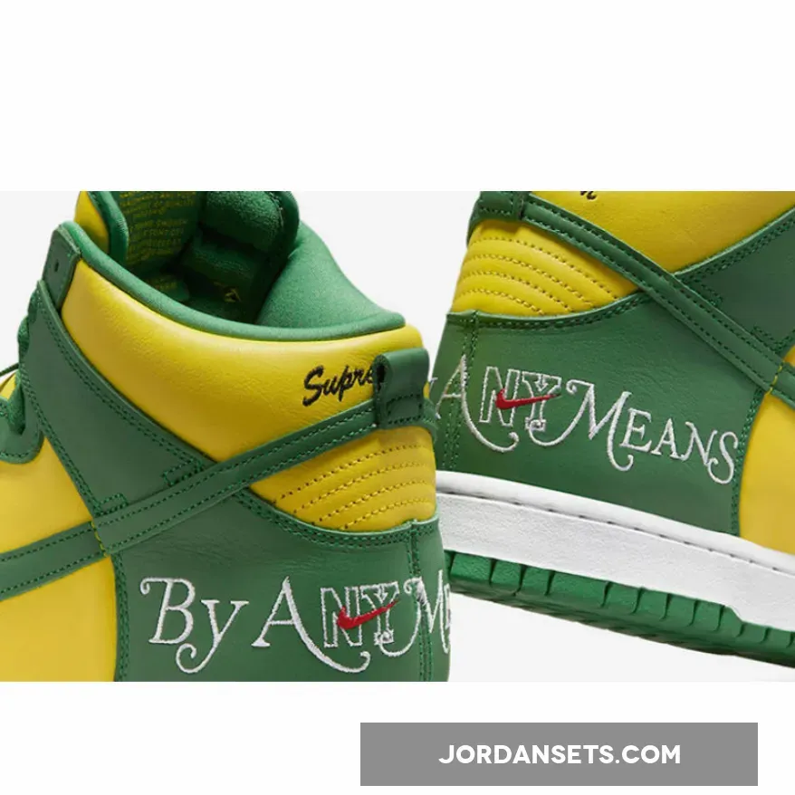 Supreme x Nike SB Dunk High 'By Any Means Brazil' Yellow Green #nike dunk high brazil