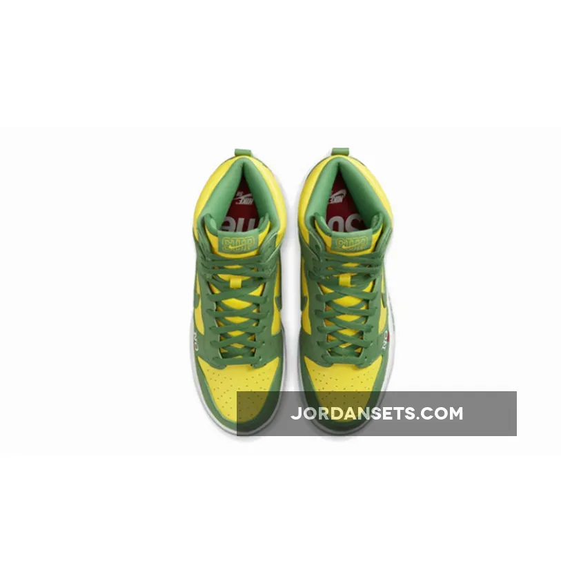 Supreme x Nike SB Dunk High 'By Any Means Brazil' Yellow Green #nike dunk high brazil