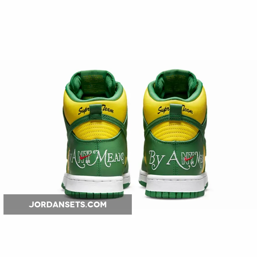 Supreme x Nike SB Dunk High 'By Any Means Brazil' Yellow Green #nike dunk high brazil