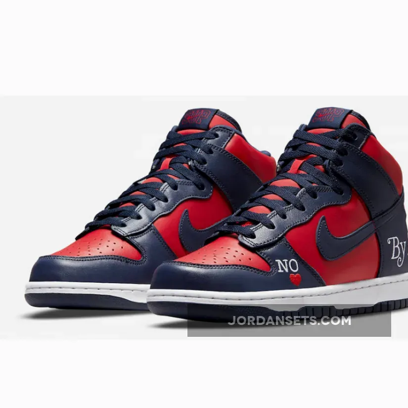 Supreme x Nike Dunk High Navy Red DN3741-600 #by any means supreme dunk
