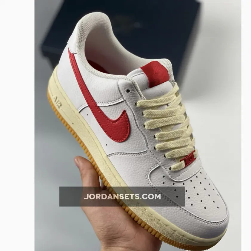 Nike Air Force 1 Low White/University Red-Coconut Milk-Gum FN3493-100 For Sale