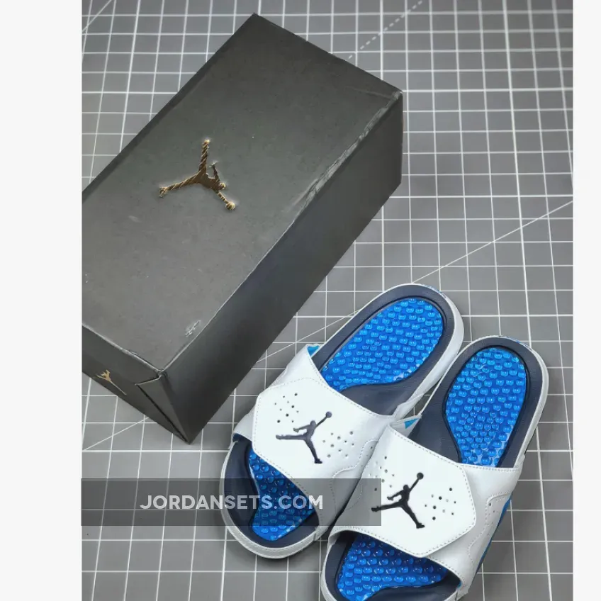 Discount Air Jordan Hydro 5 White/Navy Blue-Royal Blue