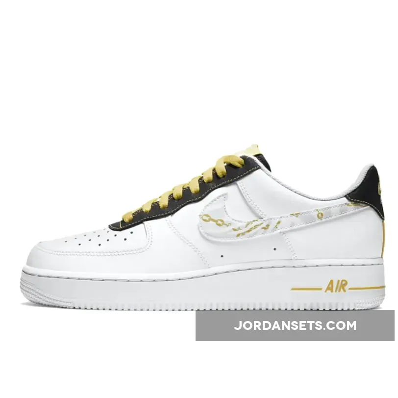 White Nike Air Force 1 Low With Zebra Print And Gold Links Detailing #af1 gold link zebra