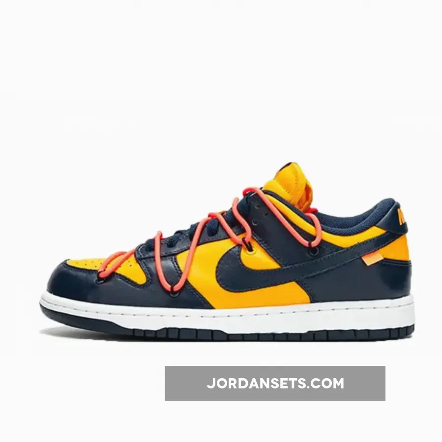 Off-White x Nike Dunk Low University Gold CT0856-700 black white gold dunks