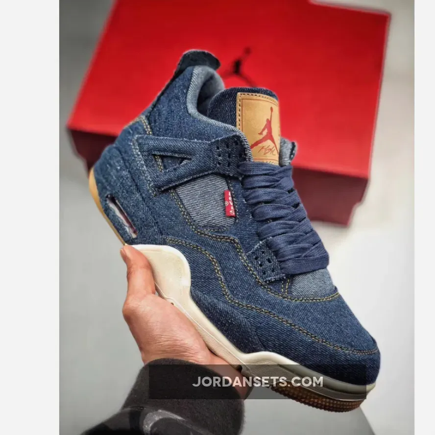 Air Jordan 4 Denim/Denim-Sail-Game Red For Sale AO2571-401