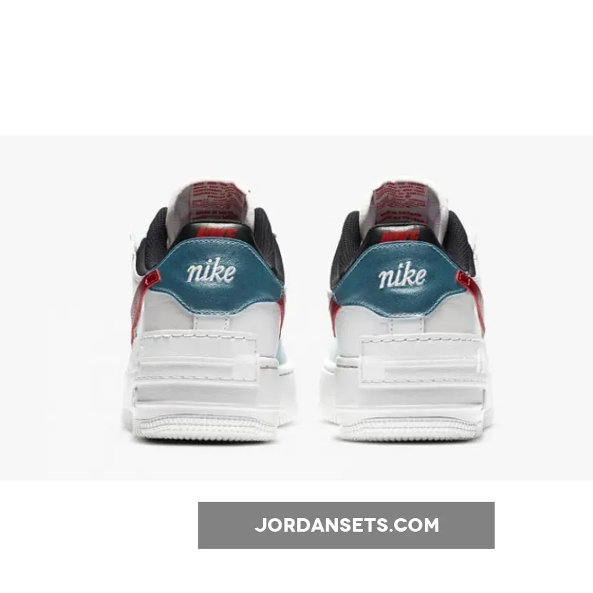 Nike Air Force 1 Shadow White/Bleached Aqua-Black-Chile Red DA4291-100 #nike red black and white