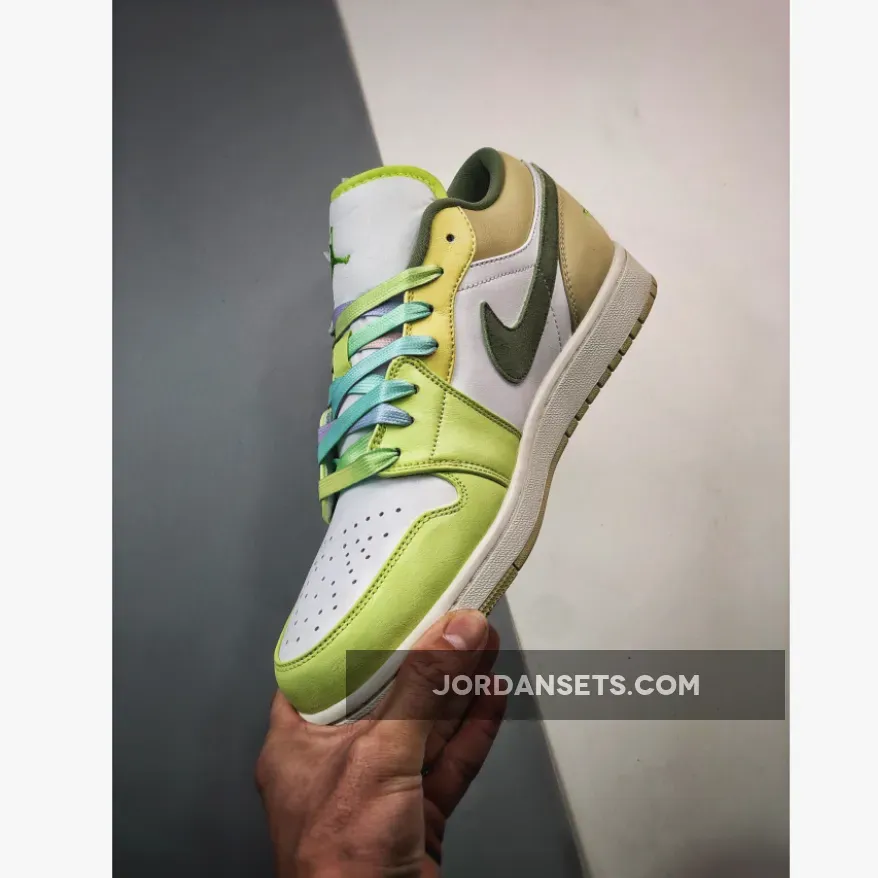 Air Jordan 1 Low White Volt Green Tan FD9906-131 air jordan 1 low citron