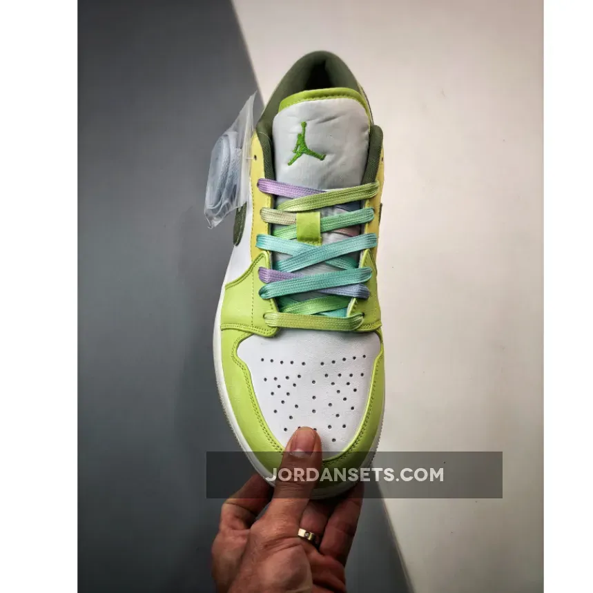 Air Jordan 1 Low White Volt Green Tan FD9906-131 air jordan 1 low citron