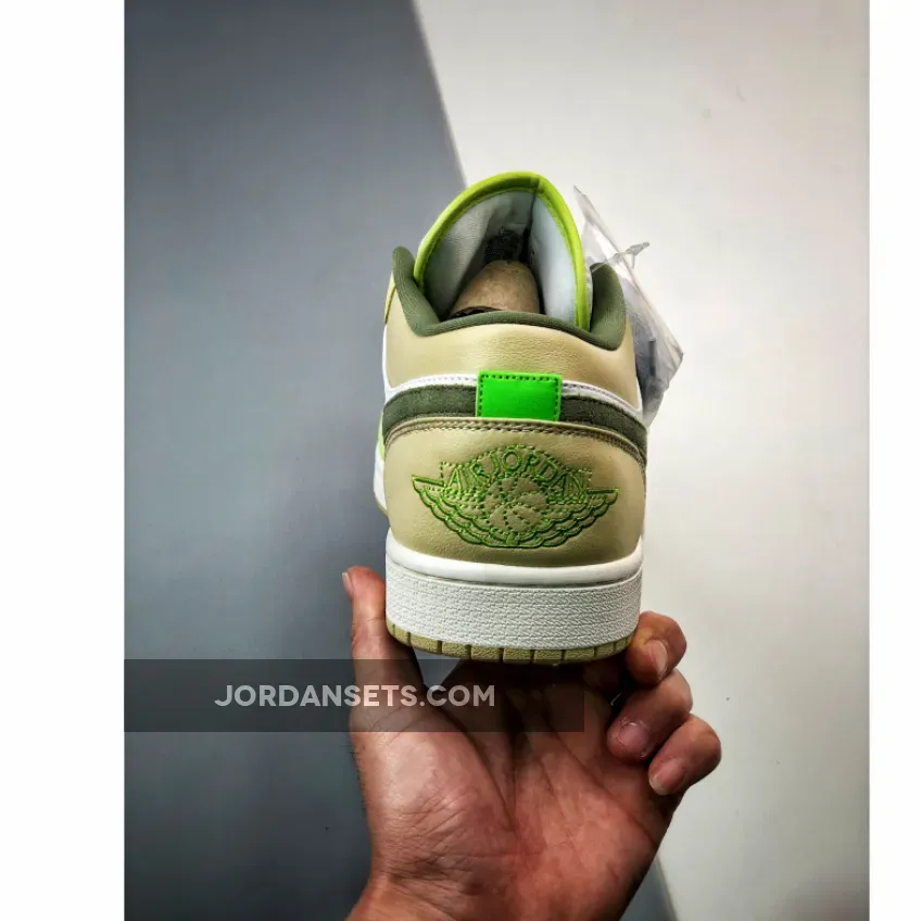 Air Jordan 1 Low White Volt Green Tan FD9906-131 air jordan 1 low citron