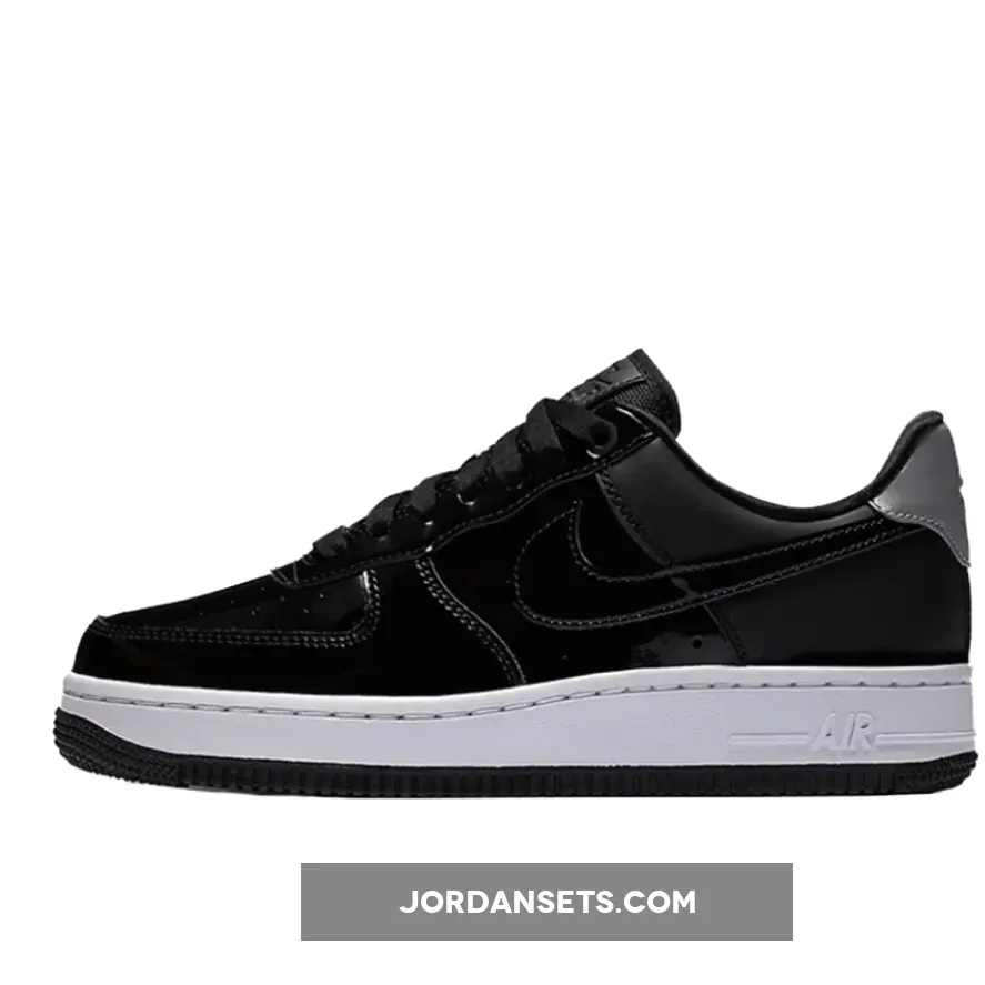 Nike Air Force 1 07 Premium Black Patent Leather Reflector Silver #black and silver air force ones
