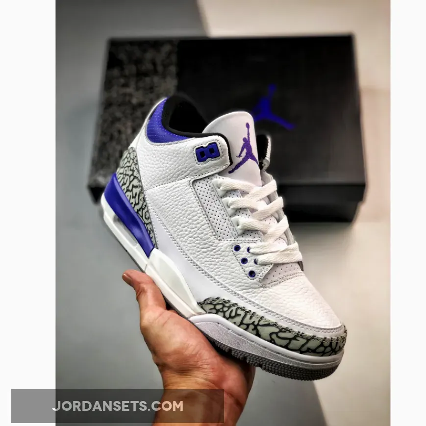 Air Jordan 3 White/Black-Dark Iris-Cement Grey CT8532-105