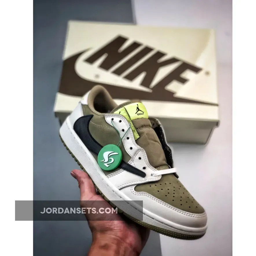 Travis Scott x Air Jordan 1 Low Golf Neutral Olive/Black-Sail / Travis Scott Golfs