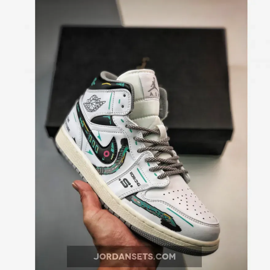 Air Jordan 1 Mid 'The Future' White Black #custom air jordan 1