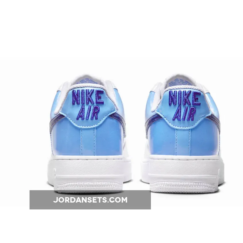 Nike Air Force 1 Low Blue Patent Swooshes DJ9942-400 Brand New
