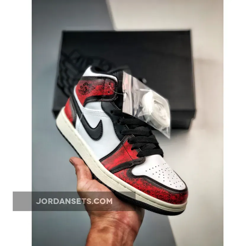 Air Jordan 1 Mid "Wear-Away" Black/Infrared 23-White