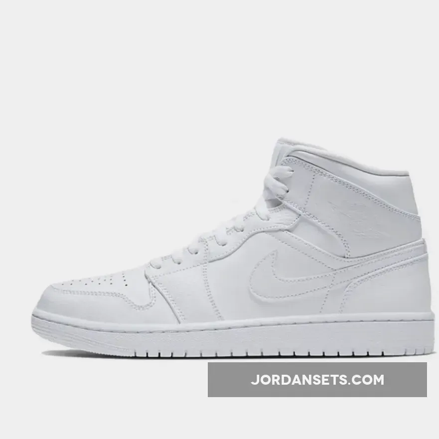 Air Jordan 1 Mid 'Triple White' 554724-130 all white jordan 1 mid