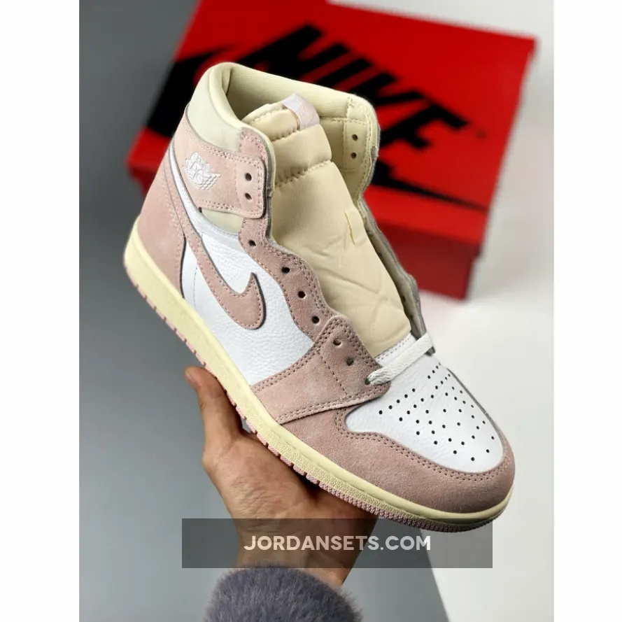 Jordan 1 High OG 'Washed Pink' Atmosphere/White-Muslin - pink and green jordans