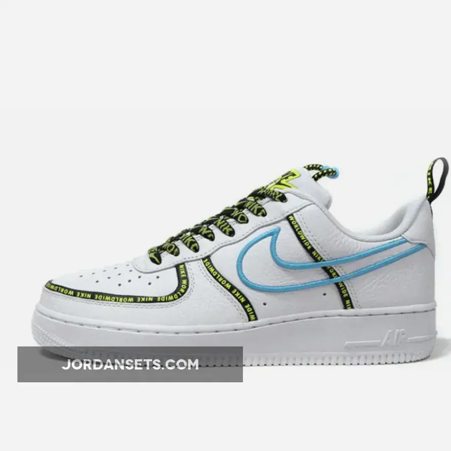 Nike Air Force 1 Low Worldwide White Blue Fury Volt / air force 1 worldwide white