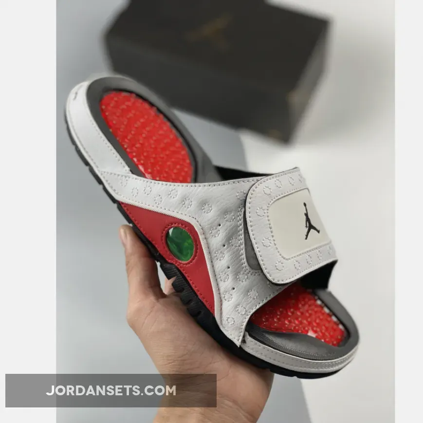 jordan hydro 13 slide white/black-gym red 1681634317