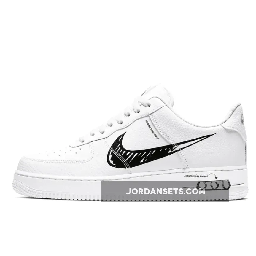 Nike Air Force 1 Low 'Sketch' White/Black CW7581-101 - af1 sketch