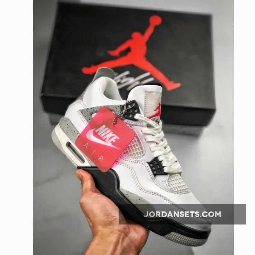 Air Jordan 4 Retro OG 'White Cement' White and Fire Red-Tech Grey - Jordan Cement 4 840606-192