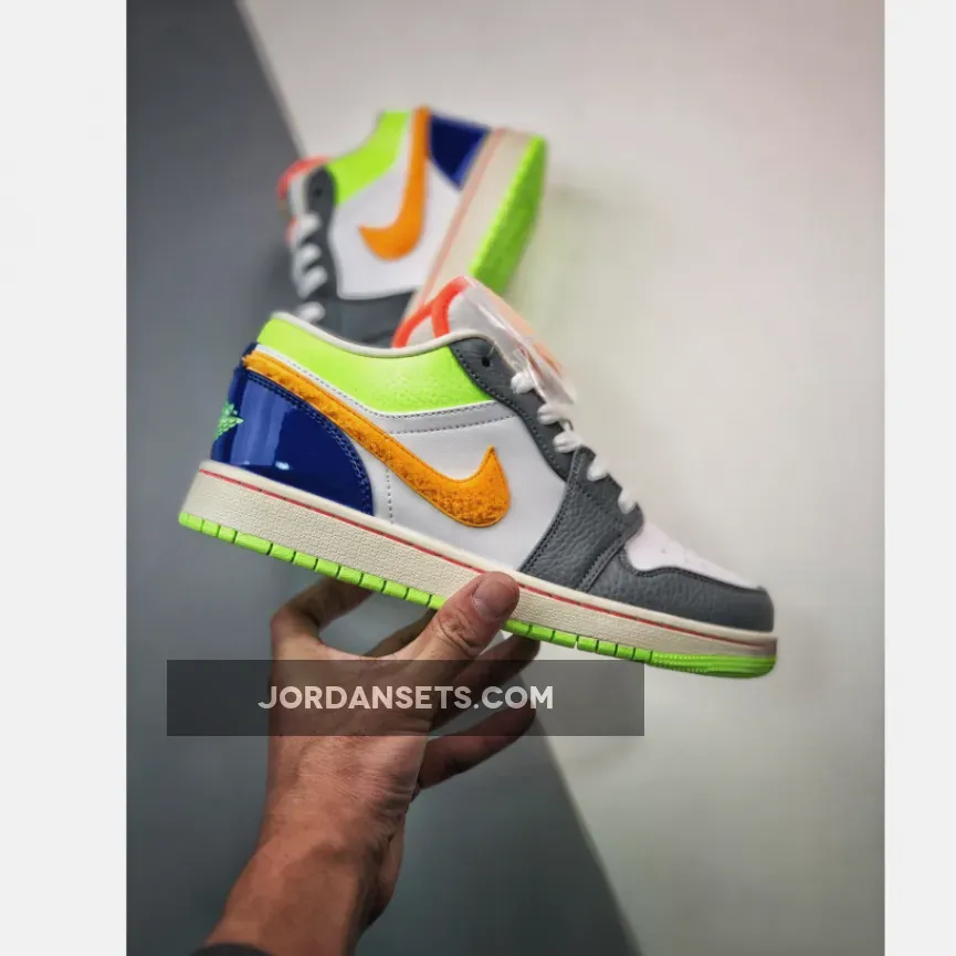 Air Jordan 1 Low GS Hoops Grey Multi FB1835-181 - jordan hoops low